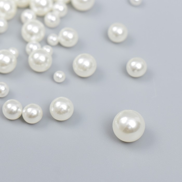 Декор для творчества пластик Декор для творчества пластик "Шарики. Сливки" d=3-8 мм, набор 10 гр