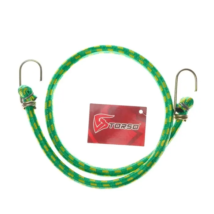Резинка для крепления багажа TORSO, 80 см, d=10 мм, металлические крючки, МИКС