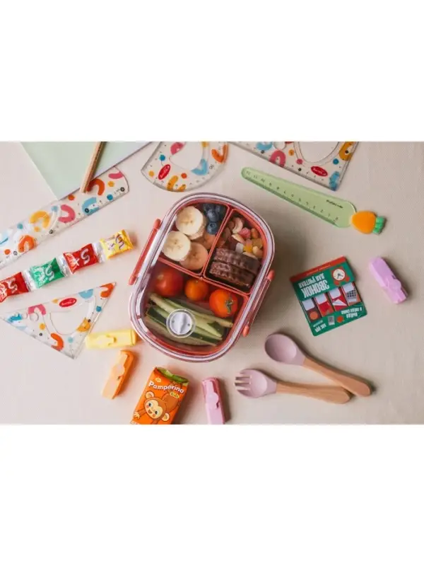 Ланч - бокс в школу, контейнер для еды &laquo;Эйлайт&raquo;, 640 мл, с ложкой, 18.5&times;14&times;6.3 см, пластик, розовый