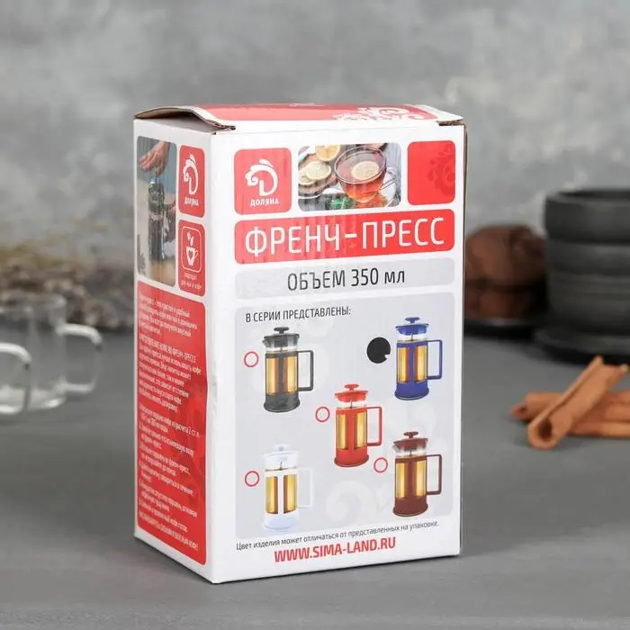 Чайник заварочный френч - пресс Доляна «Классика», 350 мл, стекло, цвет синий Чайник заварочный френч - пресс Доляна «Классика», 350 мл, стекло, цвет синий