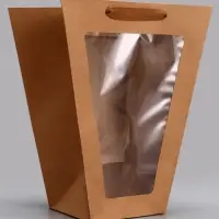 Пакет - переноска для цветов 18&times;14&times;35&times;28 см, крафт
