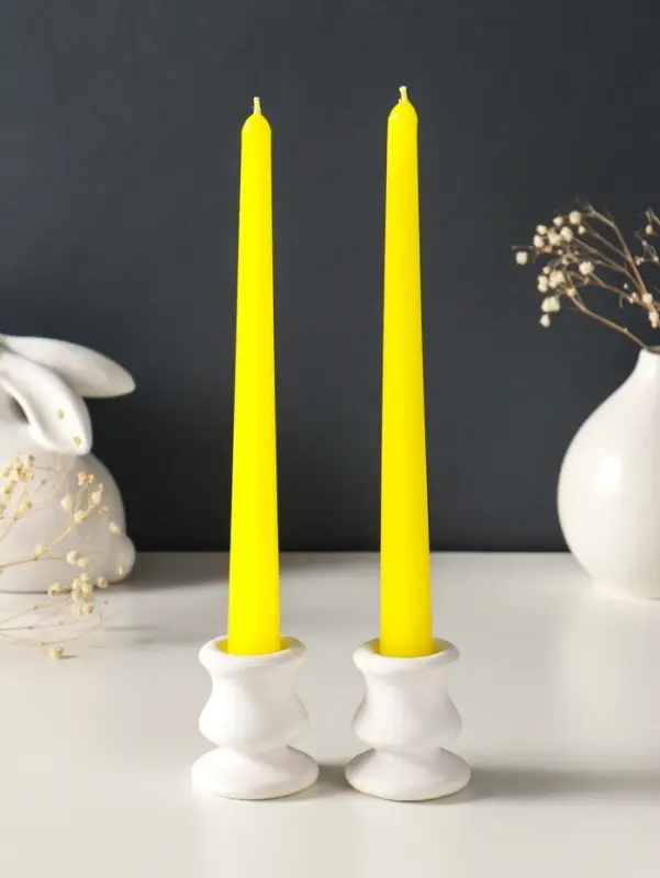 Набор свечей античных, 2.3&times;24.5 см, 5 ч, 55 г, 2 шт., жёлтый