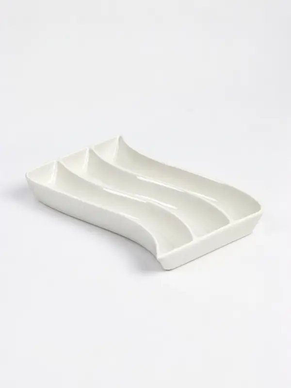 Блюдо для оливок, 3 ячейки, 17.5&times;14&times;2.5 см, фарфор, белое