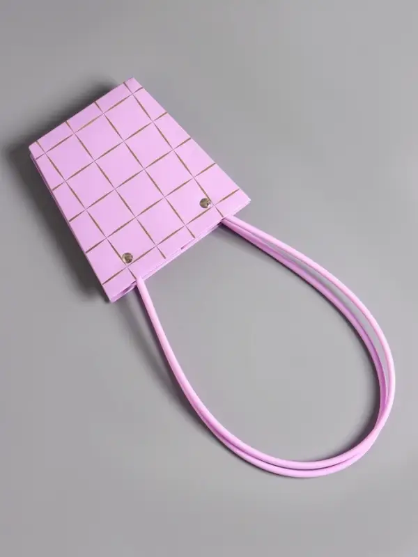 Сумка переноска для цветов, лиловая влагостойкая, с тиснением, 13&times;9.5&times;13&plusmn;5% см