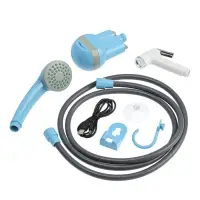 Портативный походный душ ZEIN: лейка, шланг, помпа с USB-кабелем, держатель, крючок