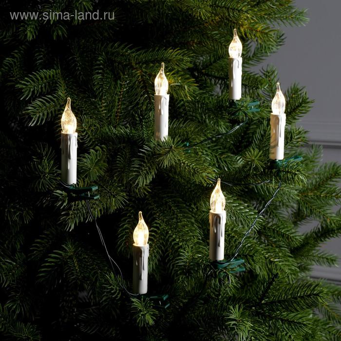 Гирлянда «Нить» 4 м с насадками «Свечи на прищепке», IP20, тёмная нить, 20 LED, свечение тёплое белое, 220 В