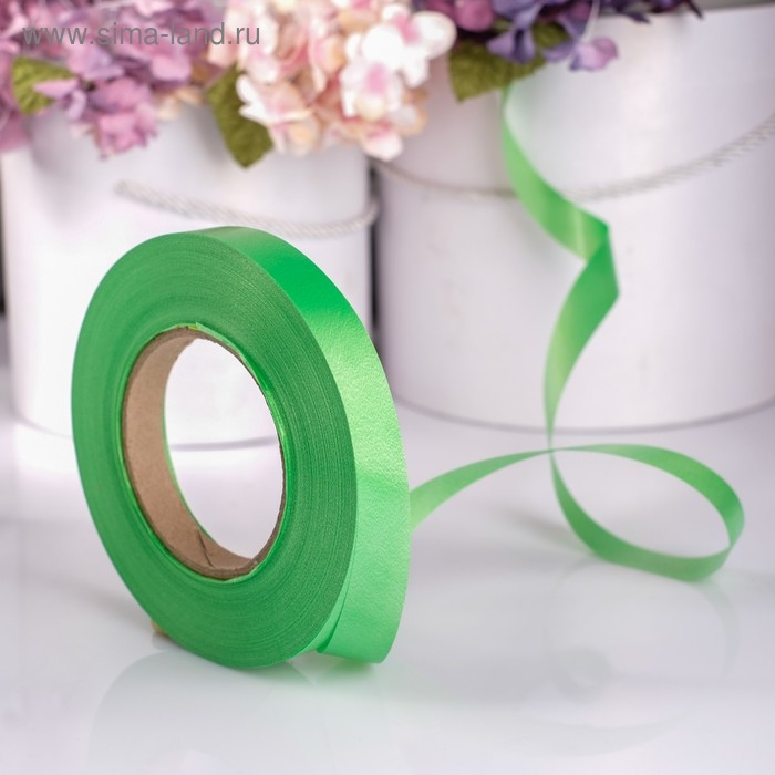 Лента для декора и подарков, зелёный, 2 см х 100 м Лента для декора и подарков, зелёный, 2 см х 100 м