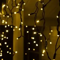 Гирлянда &laquo;Бахрома&raquo; 3&times;0.9 м, IP65, УМС, тёмная нить каучук, 144 LED, свечение тёплое белое, 220 В