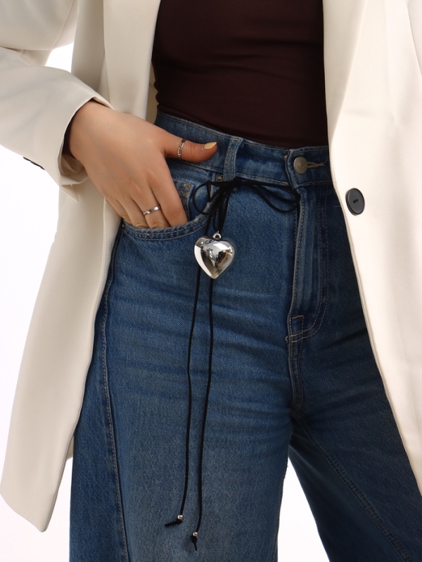 Портупея с кулоном «Сердечко» гладкое, трансформер, цвет серебро, 150 см