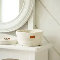 Корзина для хранения SL Home &laquo;Бэлл&raquo;, плетёная, ручной работы, большая, 32&times;32&times;16 см, белая
