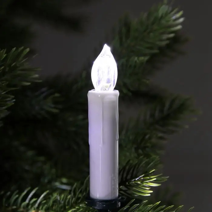 Светодиодные свечи на прищепках 10 см, 10 штук, от батареек ААх1, пульт ДУ, свечение белое