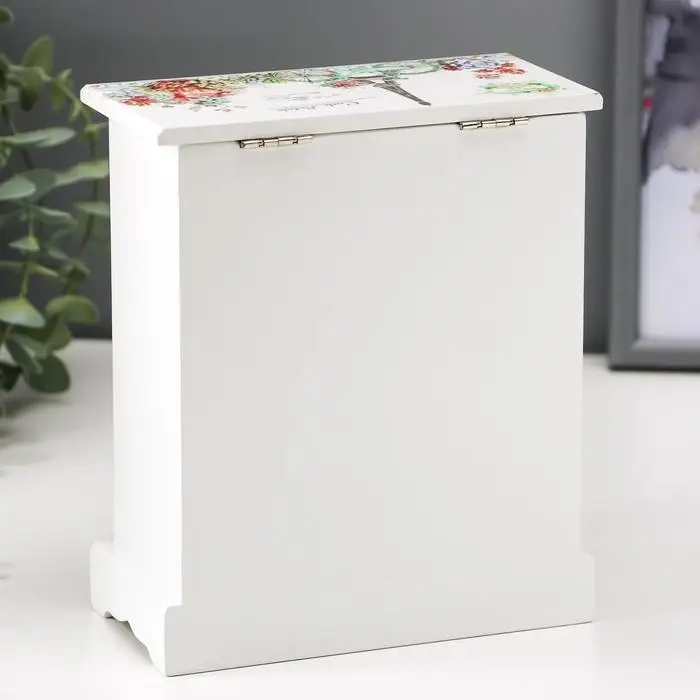 Шкатулка дерево  Шкатулка дерево "Велосипед с цветами у Эйфелевой башни" 18,5х16х8 см