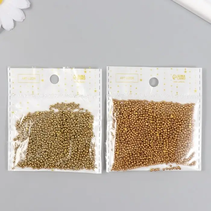 Бисер стекло 12/0  Бисер стекло 12/0 "Золотой" 15 гр МИКС