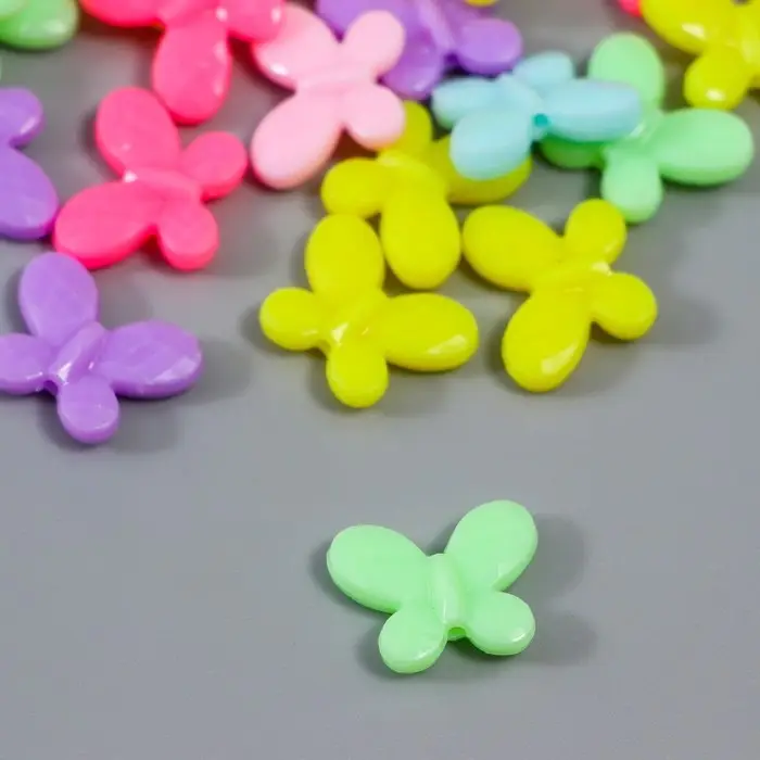 Бусины для творчества пластик Бусины для творчества пластик "Плоская бабочка. Пастельные тона" набор 15 гр 1,3 см