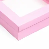 Коробка подарочная складная, упаковка, крышка - дно, розовая, с окном 30&times;30&times;8 см