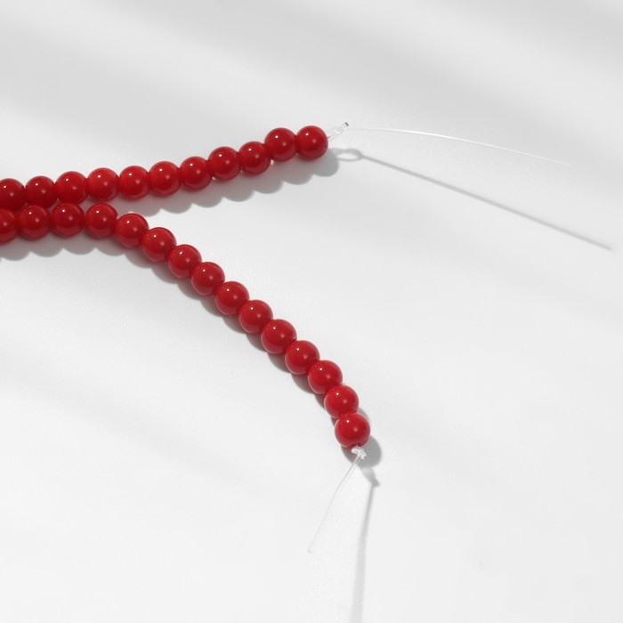 Бусины на нити шар №4 &laquo;Коралл красный&raquo;, 90 бусин