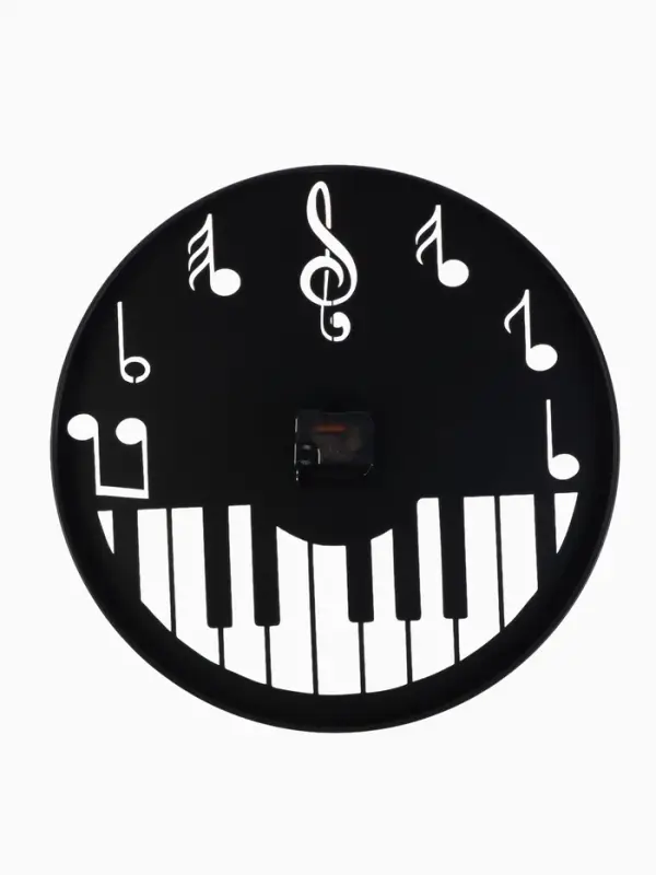 Часы настенные интерьерные &laquo;Пианино&raquo;, бесшумные, плавный ход, d=40 см, металл, чёрные