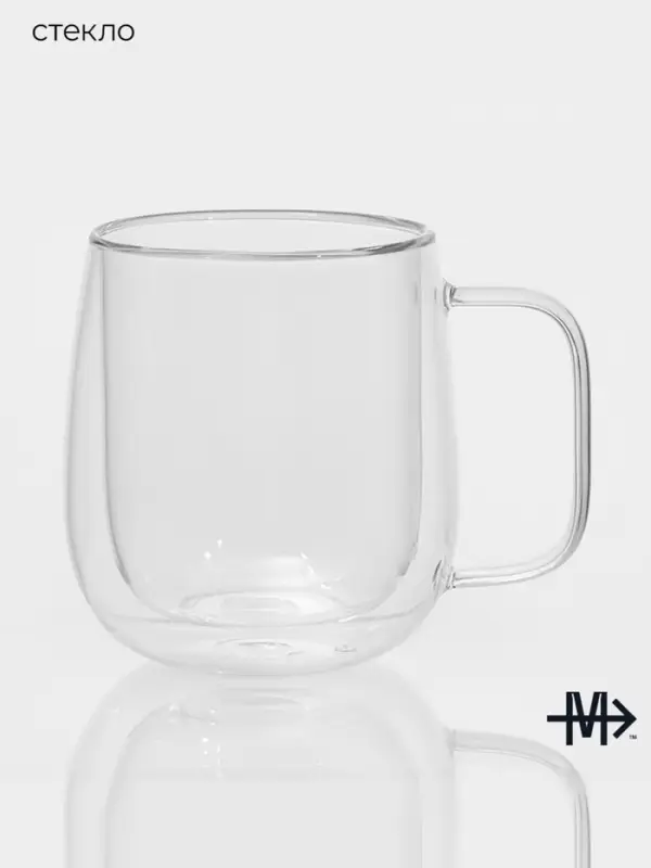 Кружка с двойными стенками Magistro &laquo;Адель&raquo;, 400 мл, стекло, прозрачная
