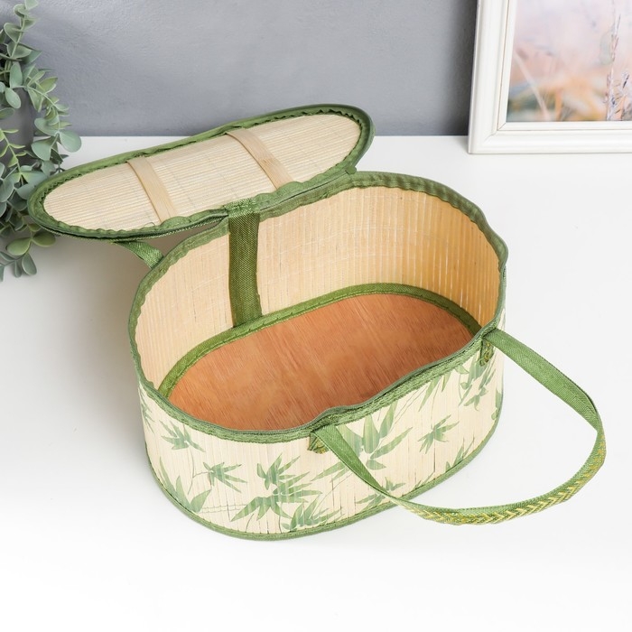 Шкатулка бамбук Шкатулка бамбук "Листья" с ручками, молния 16х20х30 см