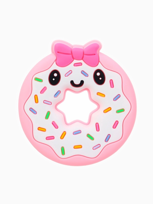 Прорезыватель силиконовый для зубов Крошка Я «Пончик», розовый/желтый