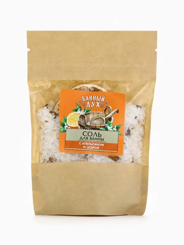 Соль для ванны с апельсином и цедрой, 150 г, Банный дух