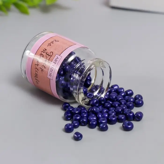 Бисер круглый 6/0 в бутылочке "Ярко-синий" 20 гр