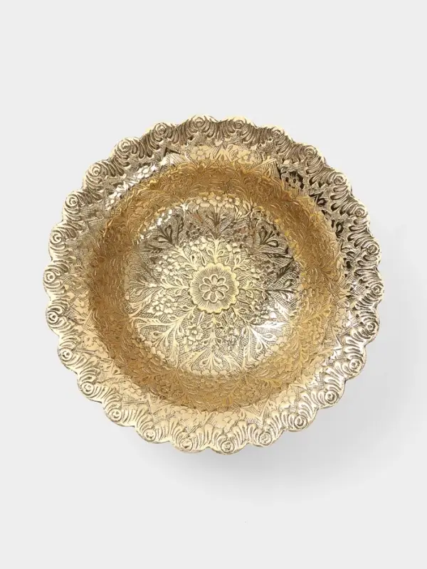 Блюдо сервировочное на ножке &laquo;Цветущая поляна&raquo;, 18&times;18&times;6.5 см, латунь