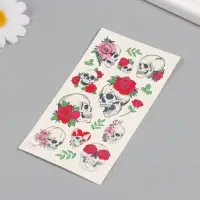 Переводные тату на тело цветные «Черепа и розы», 7.5×14 см
