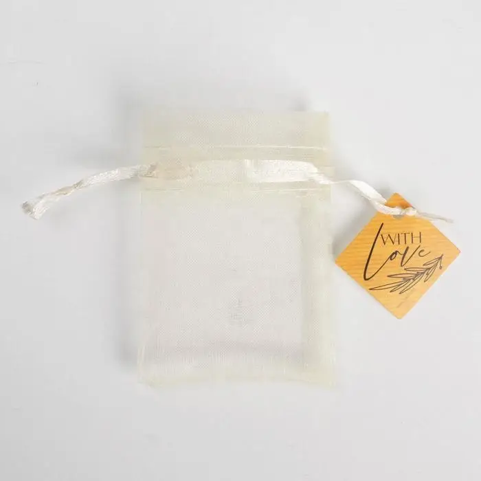 Мешочек подарочный органза бежевый &laquo;С любовью&raquo;, с шильдиком, 7 х 9 см +/- 1.5 см