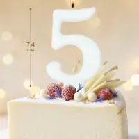 Свеча в торт &laquo;Соло. Цифра 5&raquo;, 8.2 см, белый блеск