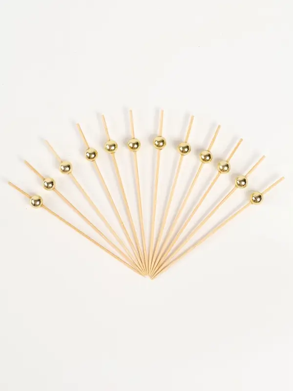 Шпажки деревянные Шпажки деревянные "Жемчужина" , 12 см, набор 12 шт цвет золото