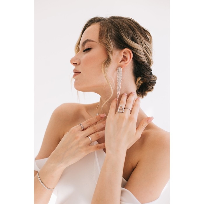 Серьги висячие со стразами «Голливуд» водопад, цвет белый в серебре, 8 см Серьги висячие со стразами «Голливуд» водопад, цвет белый в серебре, 8 см