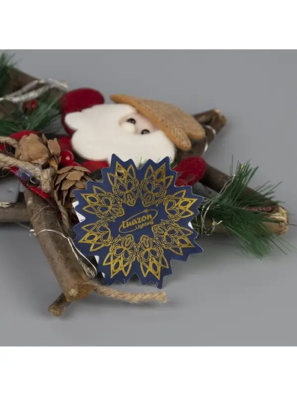 Светодиодная фигура &laquo;Звезда с Дедом Морозом&raquo; 19 см, пластик, от батареек CR2032&times;2, свечение тёплое белое