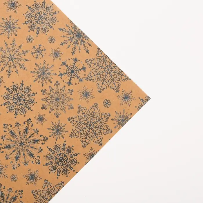 Бумага упаковочная крафтовая «Снежинки», 50 х 70 см Бумага упаковочная крафтовая «Снежинки», 50 х 70 см
