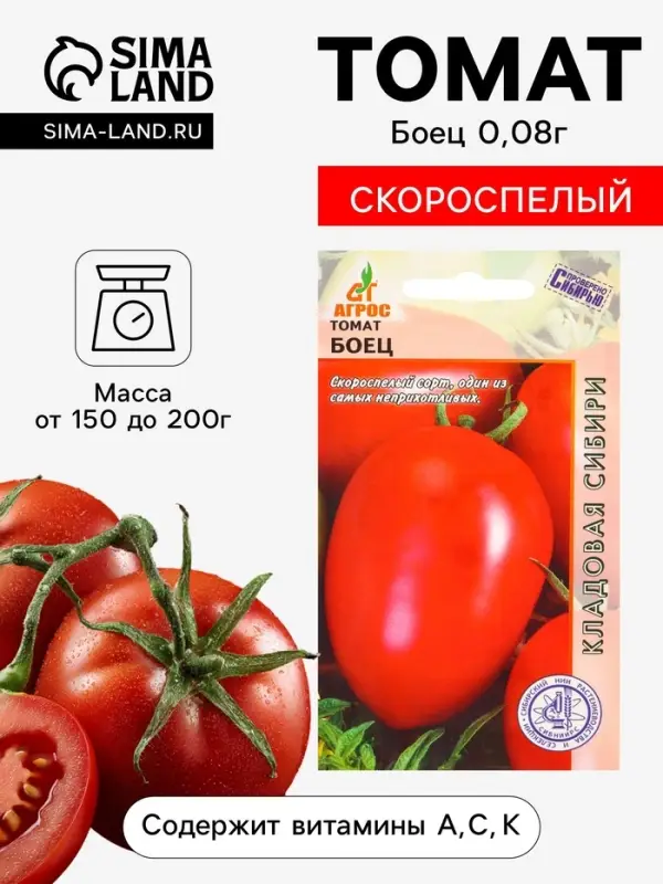 Семена Томат &laquo;Боец&raquo;, 0.08 г, &laquo;Агросс&raquo;