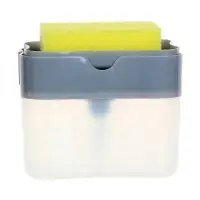 VETTA Дозатор для моющего средства с губкой, пластик, 14x9x11 см, серый