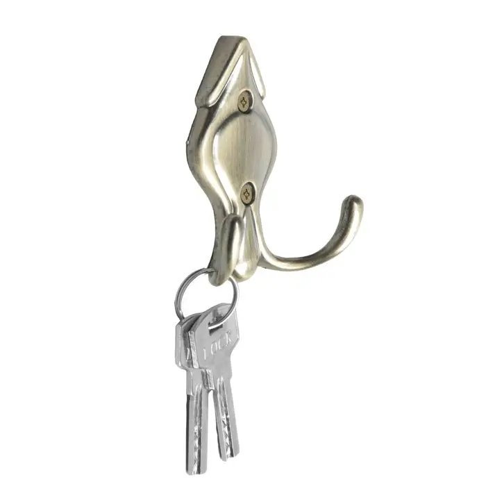 Крючок мебельный ТУНДРА TKd=025, двухрожковый, бронза