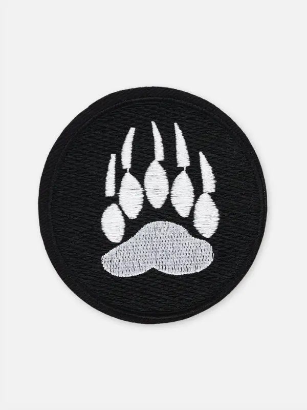 Термоаппликация «Лапа», d=8 см, чёрная, белая