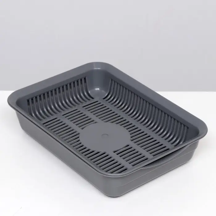 Туалет для кошек, 35.5&times;26&times;7 с, с сеткой, пластик, серый