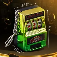 Брелок - обвес на сумку для ключей на карабине &laquo;Игровой автомат - казино&raquo;, зелёно-золотой, крутится барабан, 2.7&times;3.4&times;5 см