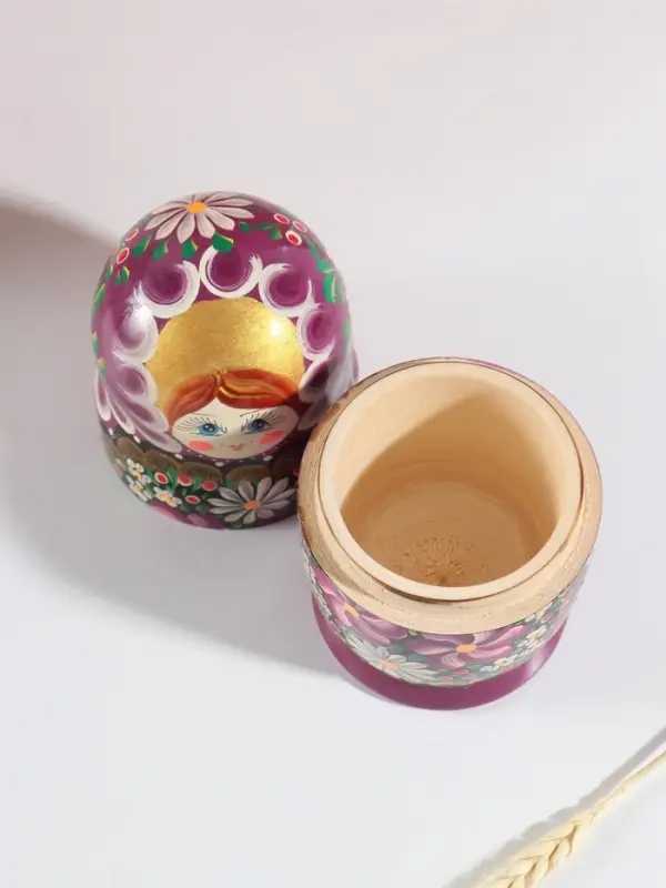 Матрёшка дерево &laquo;Любовь&raquo;, сиреневый платок, 5-кукольная, 19 см