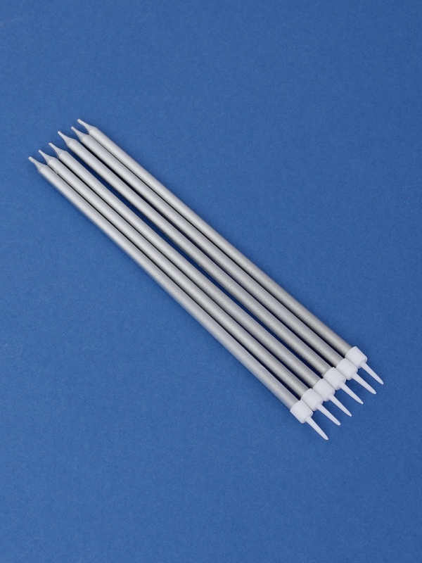 Свечи в торт Свечи в торт "Высокий Ройс", 6 шт, серебро