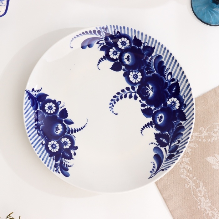 Тарелка Тарелка "Романс букет", д-270мм, нео гжель