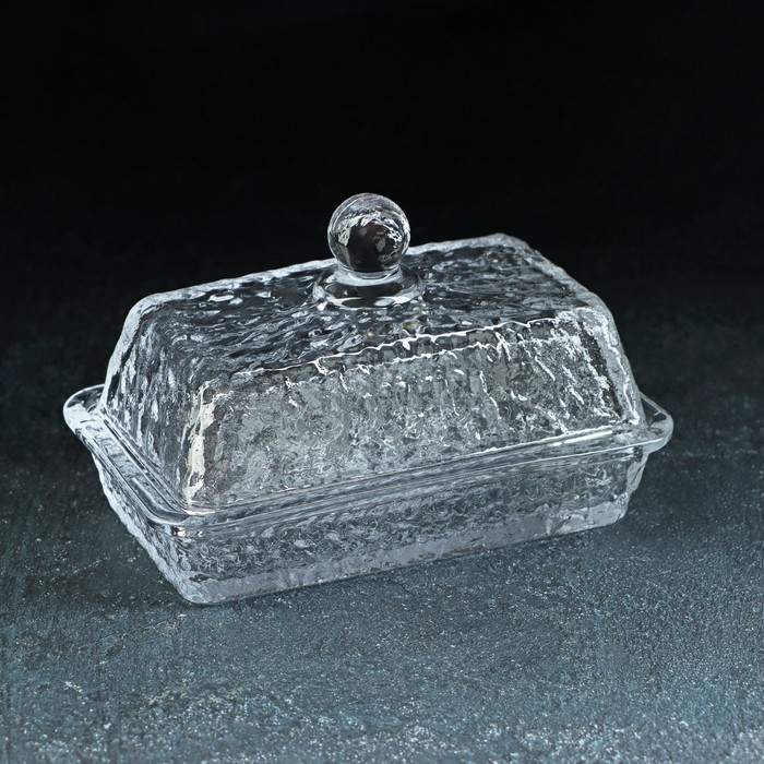 Маслёнка стеклянная «Вулкан», 6,5×10×10,5 см, цвет прозрачный Маслёнка стеклянная «Вулкан», 6,5×10×10,5 см, цвет прозрачный