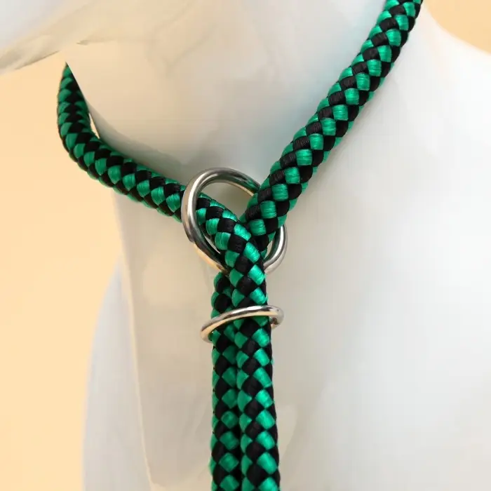 Ринговка для собак, 150&times;0.6 см, с вертлюгом, чёрная, зелёная