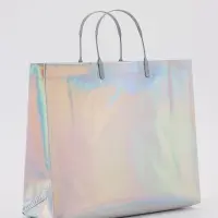 Пакет подарочный ПВХ, голография, серебро, пластикова ручка, 32×28×11 см Пакет подарочный ПВХ, голография, серебро, пластикова ручка, 32×28×11 см