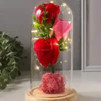 Фигурка световая колба RISALUX &laquo;Три розы&raquo;, LED - ночник, от батареек, 3&times;ААА 11&times;11&times;21.5 см