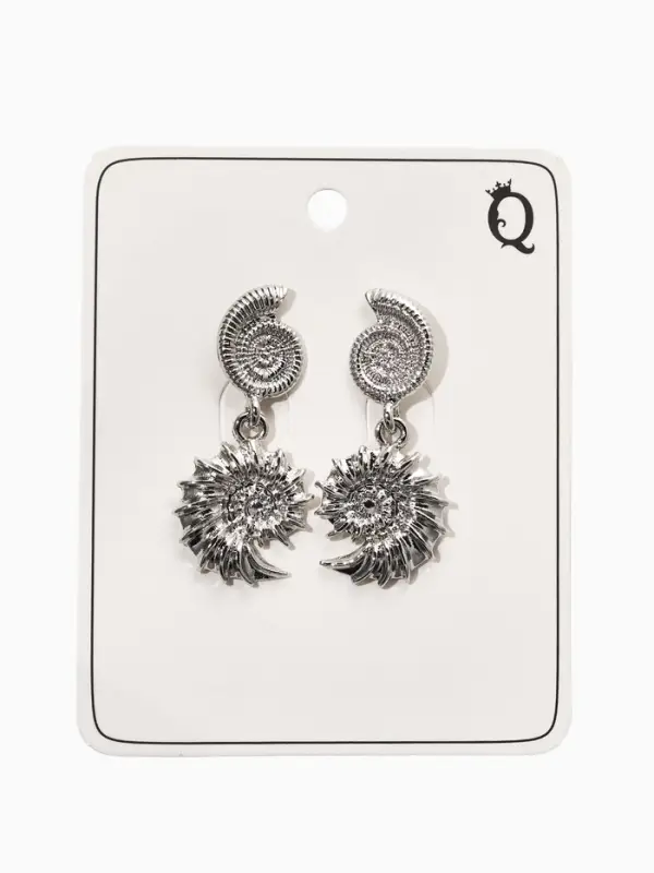 Серьги металл Серьги металл "Ракушки", цвет серебро