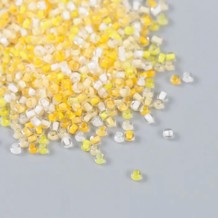 Бисер стекло 12/0  Бисер стекло 12/0 "Прозрачный. Цветная серединка. Жёлтый" 10 гр