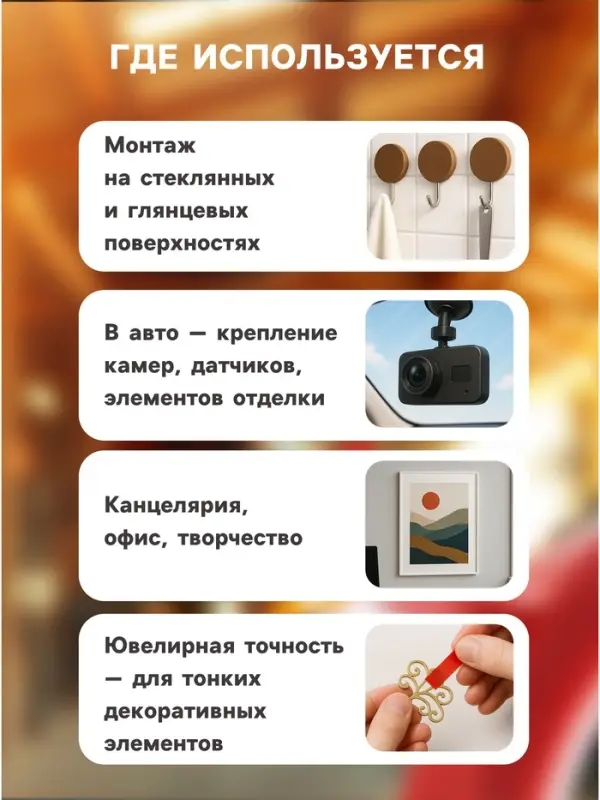 Клейкая лента TORSO, прозрачная, двусторонняя, акриловая, 12 мм &times; 2 м